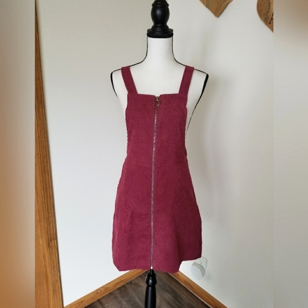 Shein Dusty Rose Corduroy Overalls Jumper Dress - Picture 2 of 6